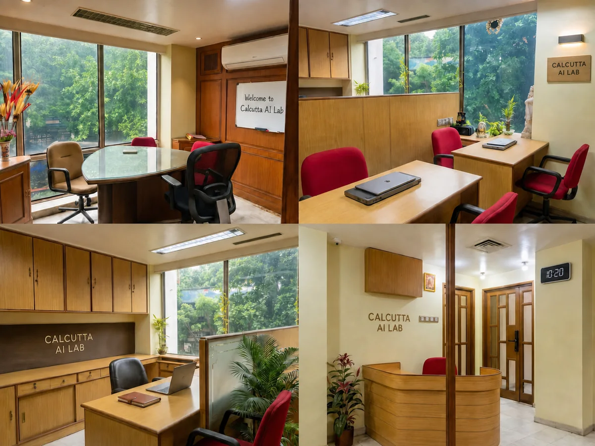 Workspaces, meeting room and reception at Calcutta AI Lab in Kolkata